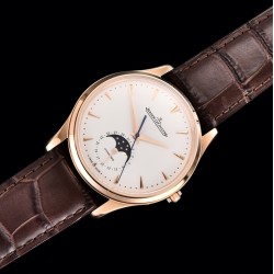Jaeger LeCoultre-Master Ultra Thin Moonphase 39mm Rose/LE White/Stk GF MY9015 Super Clone