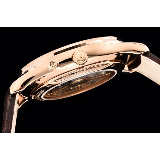 Jaeger LeCoultre-Master Ultra Thin Moonphase 39mm Rose/LE White/Stk GF MY9015 Super Clone