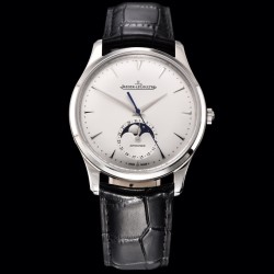 Jaeger LeCoultre-Master Ultra Thin Moonphase 39mm SS/LE White/Stk GF MY9015 Super Clone