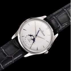 Jaeger LeCoultre-Master Ultra Thin Moonphase 39mm SS/LE White/Stk GF MY9015 Super Clone