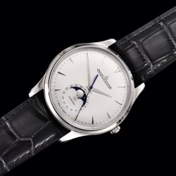 Jaeger LeCoultre-Master Ultra Thin Moonphase 39mm SS/LE White/Stk GF MY9015 Super Clone