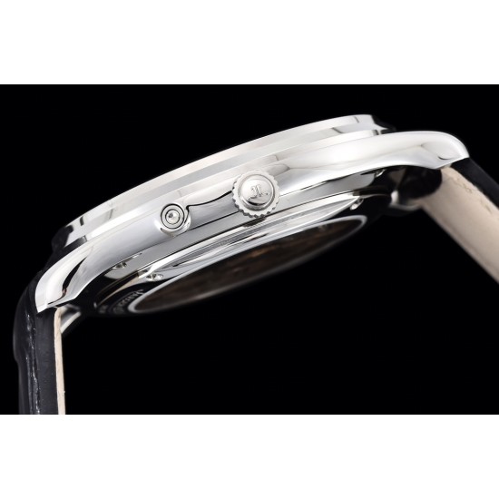 Jaeger LeCoultre-Master Ultra Thin Moonphase 39mm SS/LE White/Stk GF MY9015 Super Clone