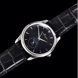 Jaeger LeCoultre-Master Ultra Thin Moonphase 39mm SS/LE Black/Stk GF MY9015 Super Clone