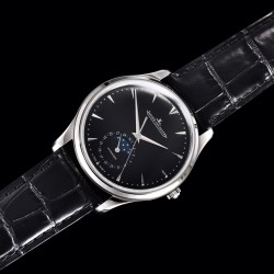 Jaeger LeCoultre-Master Ultra Thin Moonphase 39mm SS/LE Black/Stk GF MY9015 Super Clone