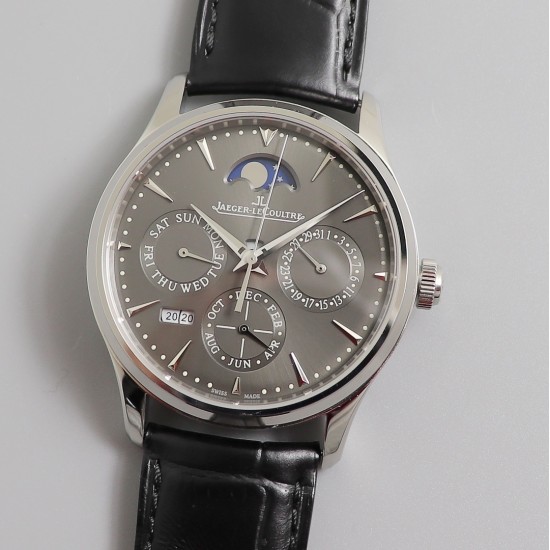 Jaeger LeCoultre - Master Ultra Thin Perpetual Calendar 39mm SS/LE Grey Dial V9F A868(Gold Moonphase)