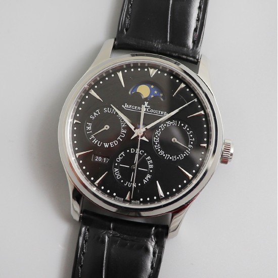 Jaeger LeCoultre - Master Ultra Thin Perpetual Calendar 39mm SS/LE Black Dial V9F A868(Gold Moonphase)