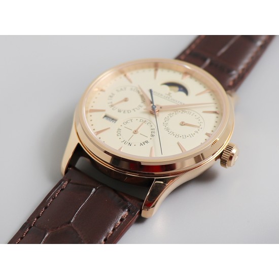Jaeger LeCoultre - Master Ultra Thin Perpetual Calendar 39mm RG/LE White Dial V9F A868(Gold Moonphase)