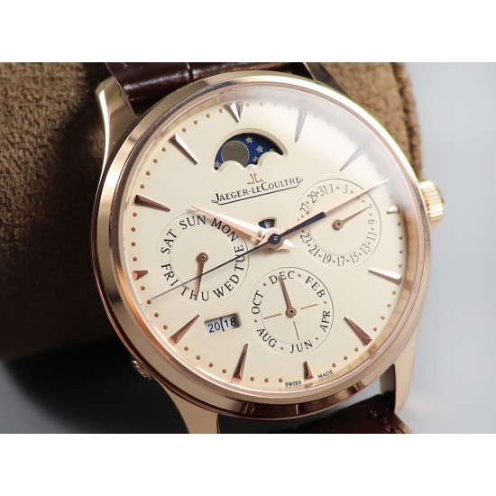 Jaeger LeCoultre - Master Ultra Thin Perpetual Calendar 39mm RG/LE White Dial V9F A868(Gold Moonphase)