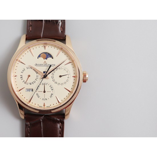 Jaeger LeCoultre - Master Ultra Thin Perpetual Calendar 39mm RG/LE White Dial V9F A868(Gold Moonphase)
