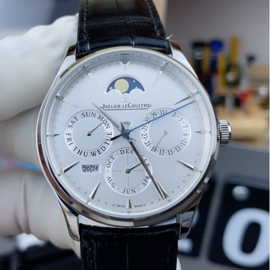 Jaeger LeCoultre - Master Ultra Thin Perpetual Calendar 39mm SS/LE White Dial APSF A868(Gold Moonphase)