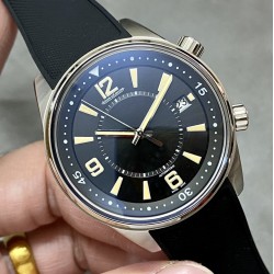 Jaeger LeCoultre - Polaris Date 42mm Stainless Steel Case Rubber Strap Black Dial BLSF MY9015 Automatic