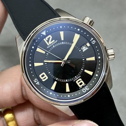 Jaeger LeCoultre - Polaris Date 42mm Stainless Steel Case Rubber Strap Black Dial BLSF MY9015 Automatic