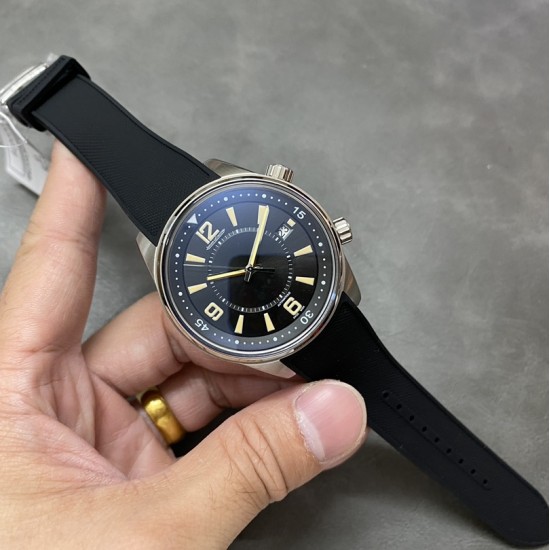 Jaeger LeCoultre - Polaris Date 42mm Stainless Steel Case Rubber Strap Black Dial BLSF MY9015 Automatic