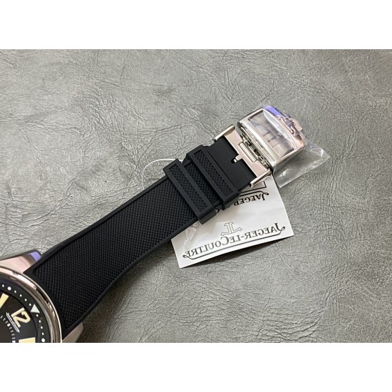 Jaeger LeCoultre - Polaris Date 42mm Stainless Steel Case Rubber Strap Black Dial BLSF MY9015 Automatic