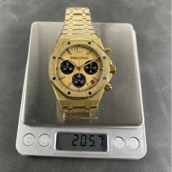 Audemars Piguet-Royal Oak Chrono 26240BA Frosted 41mm YG/YG Gold/Blk DDF DD4401 1:1 Super Clone (SW Dial)