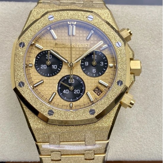 Audemars Piguet-Royal Oak Chrono 26240BA Frosted 41mm YG/YG Gold/Blk DDF DD4401 1:1 Super Clone (SW Dial)