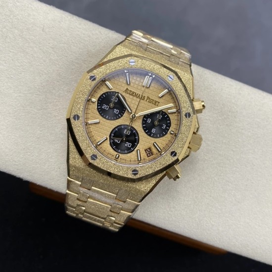 Audemars Piguet-Royal Oak Chrono 26240BA Frosted 41mm YG/YG Gold/Blk DDF DD4401 1:1 Super Clone (SW Dial)