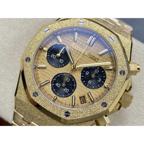 Audemars Piguet-Royal Oak Chrono 26240BA Frosted 41mm YG/YG Gold/Blk DDF DD4401 1:1 Super Clone (SW Dial)