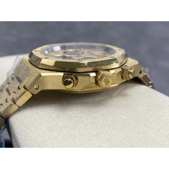 Audemars Piguet-Royal Oak Chrono 26240BA Frosted 41mm YG/YG Gold/Blk DDF DD4401 1:1 Super Clone (SW Dial)