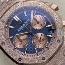Audemars Piguet-Royal Oak Chrono 26239OR Frosted 41mm RG/RG Blue/RG Dial DDF DD4401 1:1 Super Clone (SW Dial)