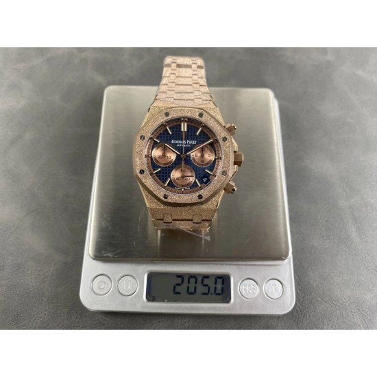 Audemars Piguet-Royal Oak Chrono 26239OR Frosted 41mm RG/RG Blue/RG Dial DDF DD4401 1:1 Super Clone (SW Dial)