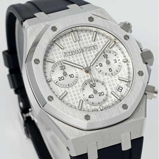 Audemars Piguet-Royal Oak Chrono 26240 41mm SS/RU White Dial DDF DD4401 1:1:Super Clone (SW Dial)