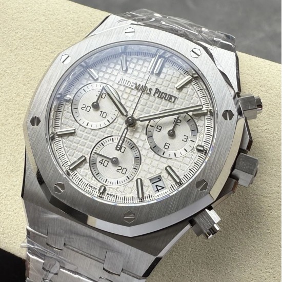 Audemars Piguet-Royal Oak Chronograph 26240 41mm SS/SS Silver Dial DDF DD4401 1:1 Super Clone (SW Dial)