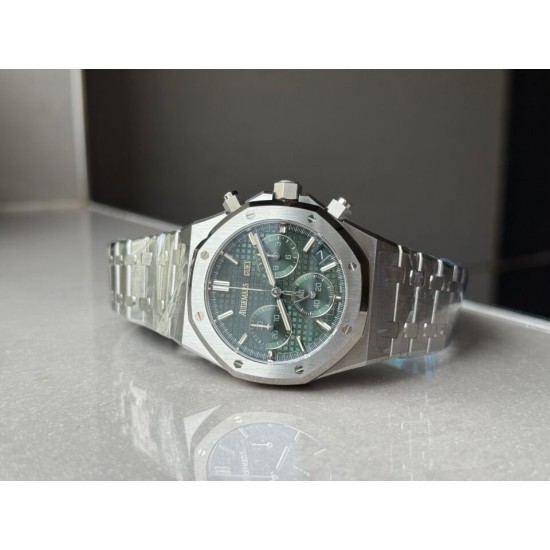 Audemars Piguet-Royal Oak Chronograph 26240 41mm SS/SS Green Dial DDF DD4401 1:1 Super Clone (SW Dial)