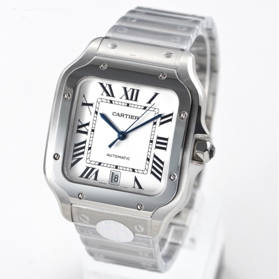Cartier-Santos De Cartier 2018 Mens XL 40mm SS/SS White Dial BVF MY9019