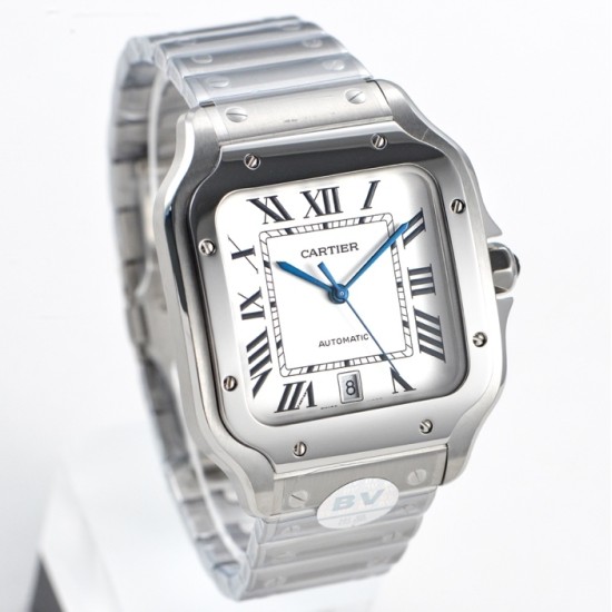 Cartier-Santos De Cartier 2018 Mens XL 40mm SS/SS White Dial BVF MY9019