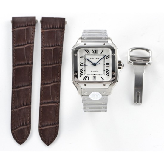 Cartier-Santos De Cartier 2018 Mens XL 40mm SS/SS White Dial BVF MY9019