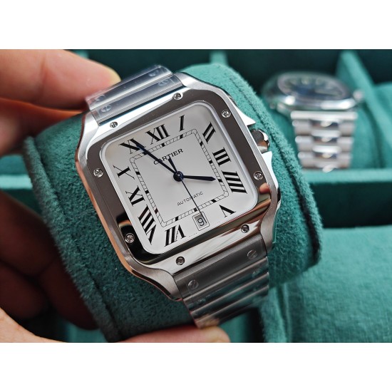 Cartier-Santos De Cartier 2018 Mens XL 40mm SS/SS White Dial BVF MY9019