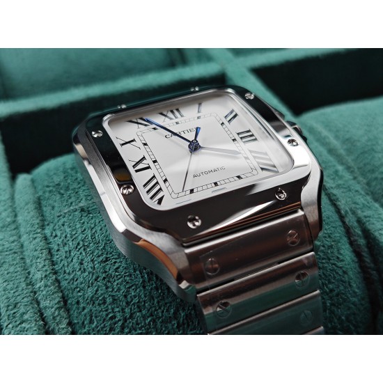 Cartier-Santos De Cartier 2018 Mens XL 40mm SS/SS White Dial BVF MY9019
