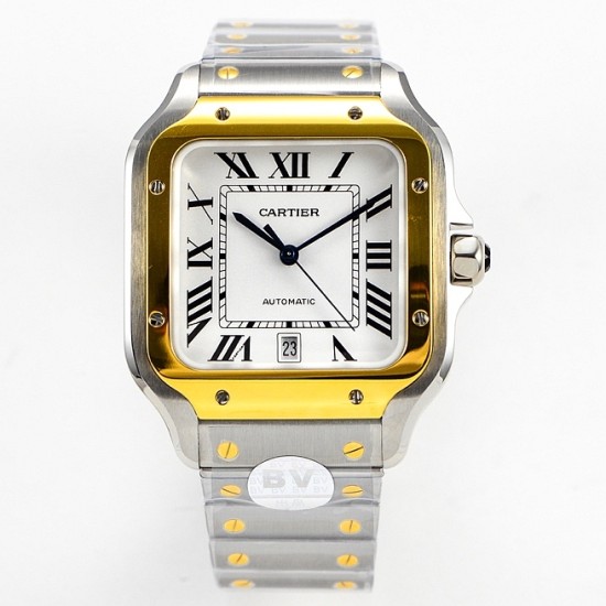 Cartier-Santos De Cartier 2018 Mens XL 40mm YG/SS White Dial BVF MY9019