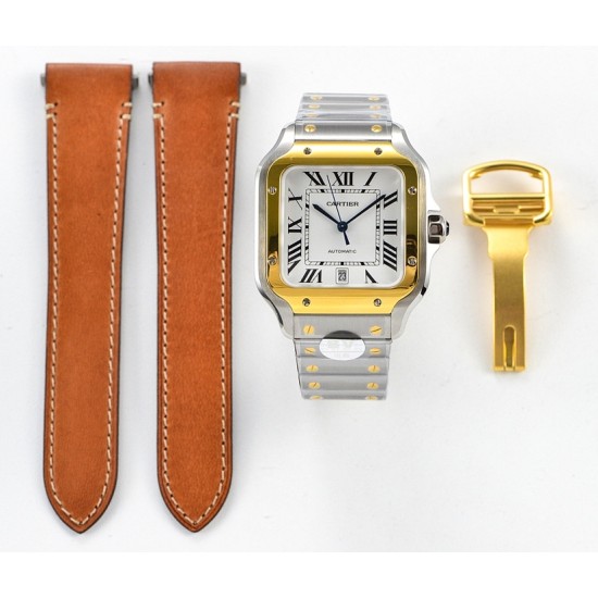 Cartier-Santos De Cartier 2018 Mens XL 40mm YG/SS White Dial BVF MY9019