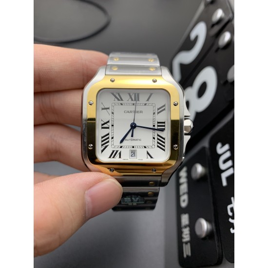 Cartier-Santos De Cartier 2018 Mens XL 40mm YG/SS White Dial BVF MY9019