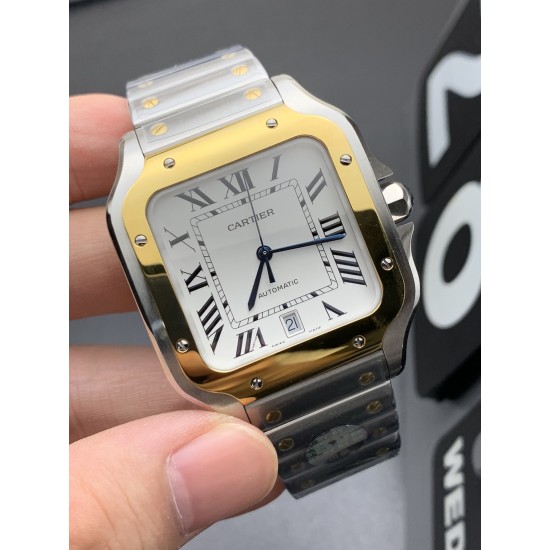 Cartier-Santos De Cartier 2018 Mens XL 40mm YG/SS White Dial BVF MY9019