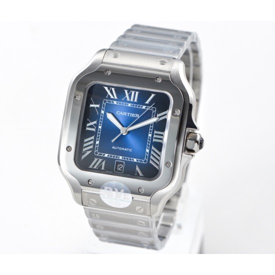 Cartier-Santos De Cartier 2018 Mens XL 40mm SS/SS Blue BVF MY9019