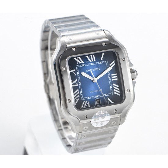 Cartier-Santos De Cartier 2018 Mens XL 40mm SS/SS Blue BVF MY9019