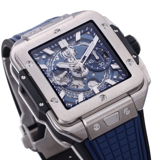 Hublot-Square Bang Unico 42mm Ti/RU Blue Skeleton Dial BBF HUB1280A