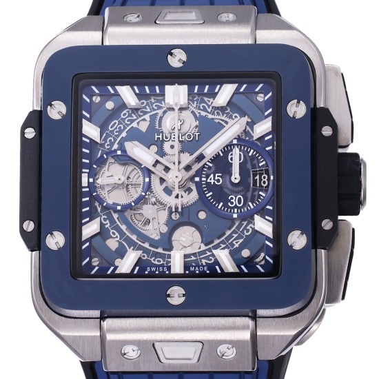 Hublot-Square Bang Unico 42mm Cer Ti/RU Blue Skeleton Dial BBF HUB1280A