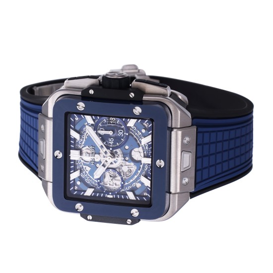 Hublot-Square Bang Unico 42mm Cer Ti/RU Blue Skeleton Dial BBF HUB1280A