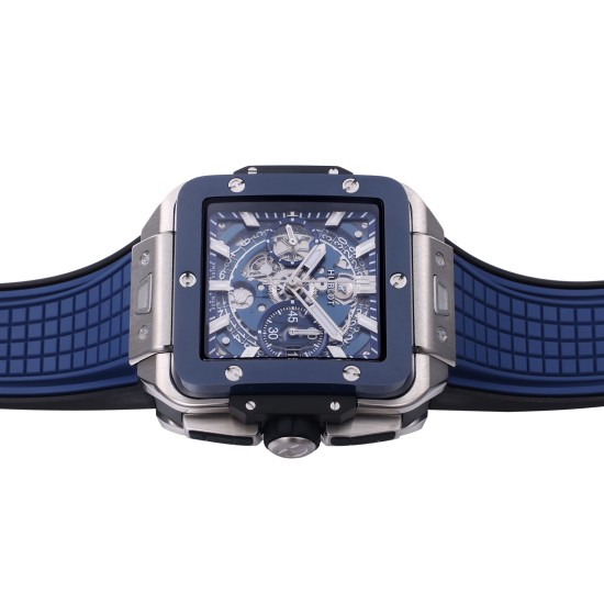 Hublot-Square Bang Unico 42mm Cer Ti/RU Blue Skeleton Dial BBF HUB1280A