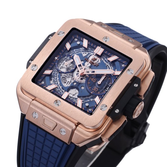 Hublot-Square Bang Unico 42mm RG/RU Blue Skeleton Dial BBF HUB1280A