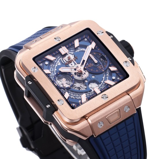 Hublot-Square Bang Unico 42mm RG/RU Blue Skeleton Dial BBF HUB1280A