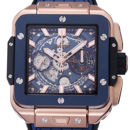 Hublot-Square Bang Unico 42mm Cer RG/RU Blue Skeleton Dial BBF HUB1280A