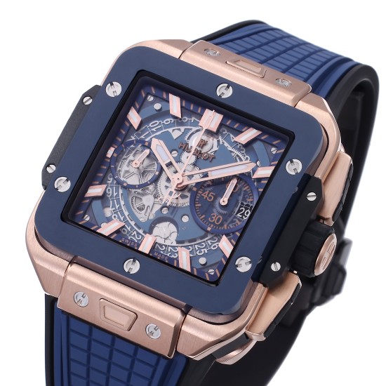 Hublot-Square Bang Unico 42mm Cer RG/RU Blue Skeleton Dial BBF HUB1280A