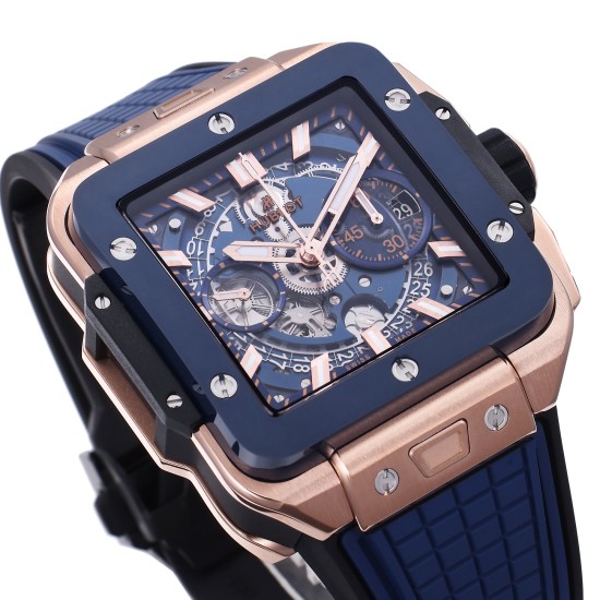 Hublot-Square Bang Unico 42mm Cer RG/RU Blue Skeleton Dial BBF HUB1280A