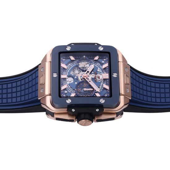 Hublot-Square Bang Unico 42mm Cer RG/RU Blue Skeleton Dial BBF HUB1280A