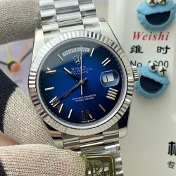 Rolex-DayDate 228239 40mm SS/SS Blue/Rmn PPM VR3255 1:1 Super Clone Ultimate Version(Gain Weight)